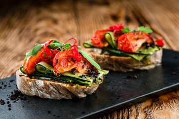 bruschetta with tomato and cucumber