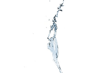 splashes, splashes, drops of blue water isolated on white background.