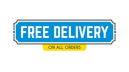 Free shipping web banner, delivery sticker, promotion for online shop. Vector illustration.