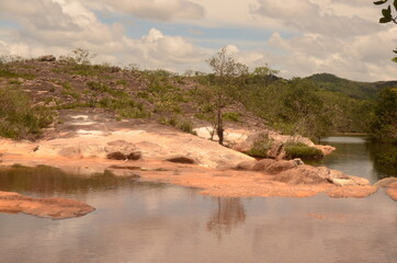 River to the Waterfall in Milho Verde in the state of Minas Gerais called Cachoeira do Moinho (translated to Watermill Waterfall)