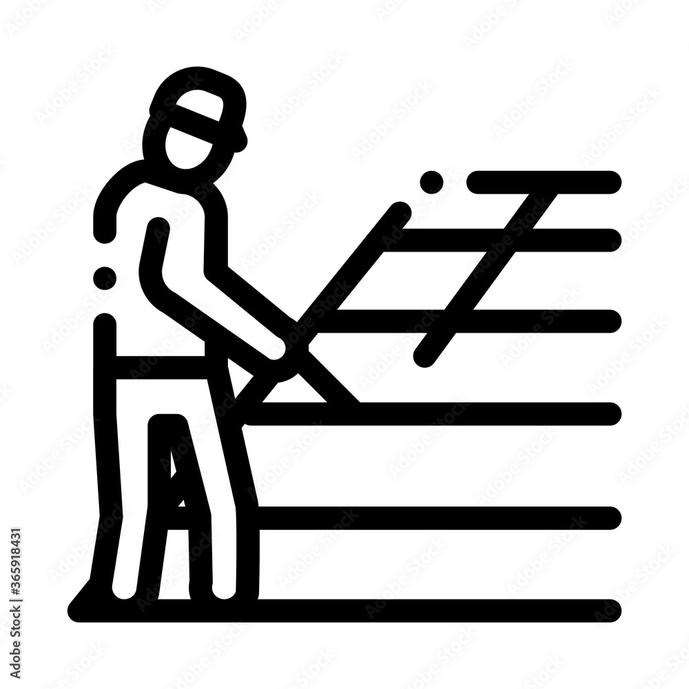 Sticker roofer repair roof icon vector. roofer repair roof sign. isolated contour symbol illustration