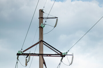 High voltage line poles, power lines.