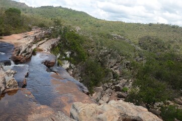 Top of the Waterfall in Milho Verde in the state of Minas Gerais called Cachoeira do Moinho (translated to Watermill Waterfall)