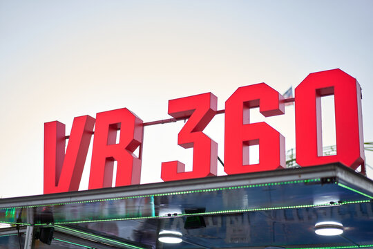 Virtual reality VR360 letter signboard. Technique for creating the illusion of reality