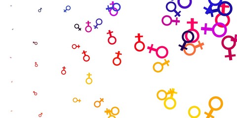 Light Red, Yellow vector background with woman symbols.