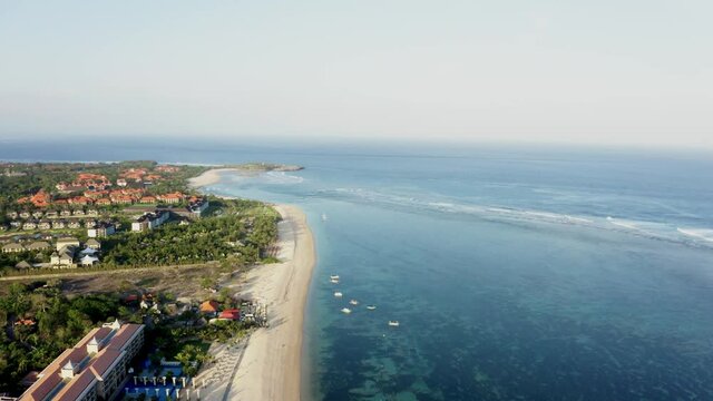Aerial view of Geger Beach. Bali coastline, Indonesia