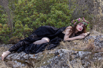 Witch women during Halloween in the forest