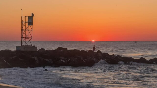 Belmar, New Jersey Fishing Timelapse during Sunrise 