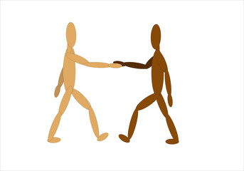 Persona blanca y negra dándose la mano