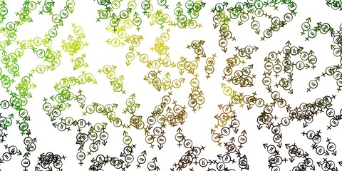 Light Green, Yellow vector background with woman symbols.