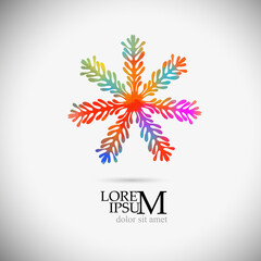 Fototapeta na wymiar A multi-colored abstraction of a snowflake. Merry Christmas. Mixed media. Vector illustration