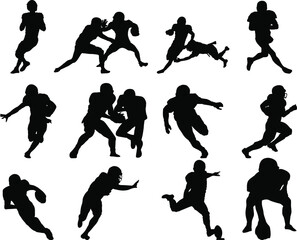 Set of Simple Vector Design of an American Football in Black
