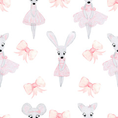 Bunny digital paper. Watercolor rabbit pattern. Grag digilal paper. 