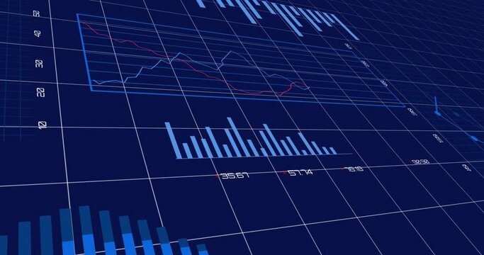 Financial data processing against blue background