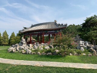 Kiosque d'un jardin à Pékin, Chine