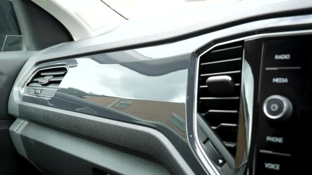 Shiny car interior dash grey