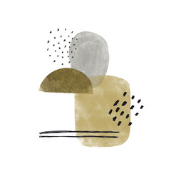 illustration of abstract beige spots and stripes on a white background