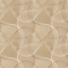 Beige guilloche texture seamless vector pattern. Unisex surface print design for fabrics, backgrounds, stationery, and packaging.