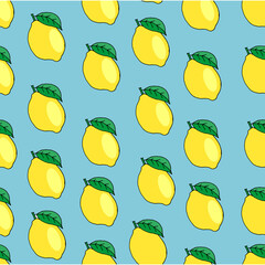 Seamless pattern with lemon. Drawn illustration. Suitable for textiles, backdrops, wall papers, clothing