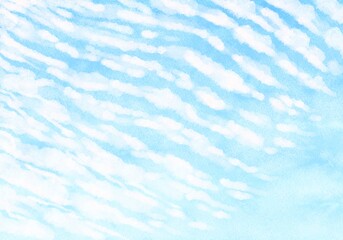 Obraz premium 青空 雲 水彩風イラスト