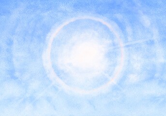 青空　太陽　水彩風イラスト