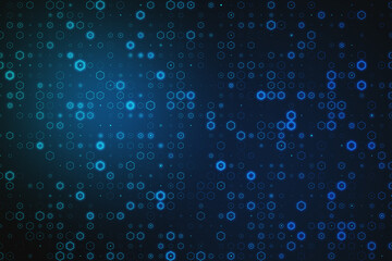 Creative blue wallpaper with colorful circles and lines.