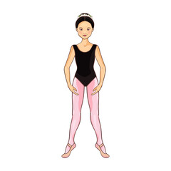 Beauty cute vector Asian ballerina, dance pose.