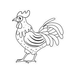 Coloring book for children. Farm animals. Cock.