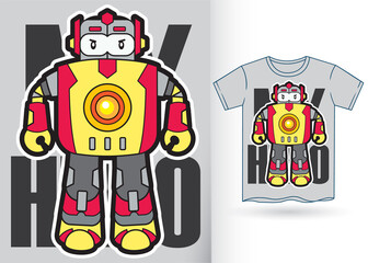 Cartoon robot for t shirt