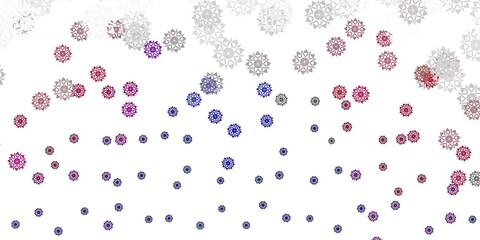 Light pink vector beautiful snowflakes backdrop with flowers.