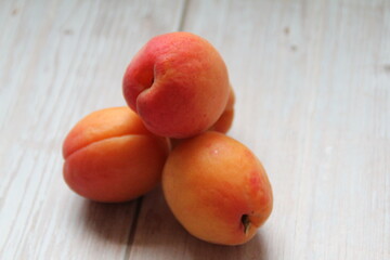 peaches on a wooden table