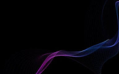 Dark abstract background with a glowing abstract waves