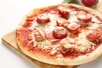 Homemade cherry tomato and cheese pizza for fast food image