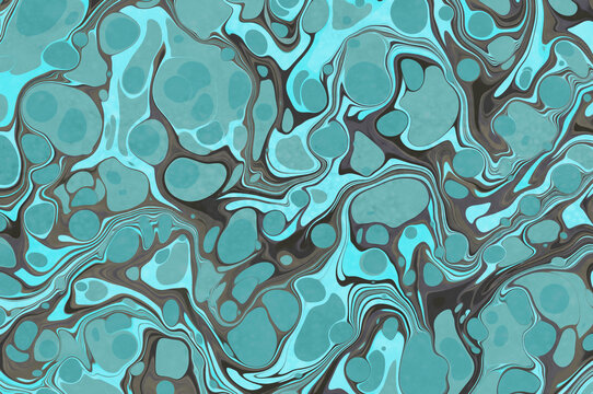 An ink marbling abstract pattern, similar to marbled ink techniques used on the inner cover linings of vintage and antiquarian books