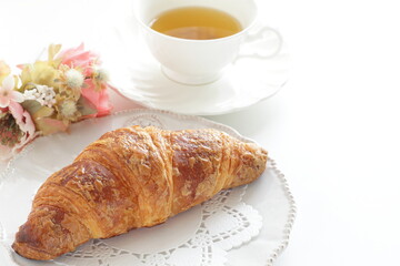 croissant on dish with copy space