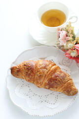 croissant on dish with copy space