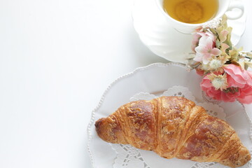 croissant on dish with copy space