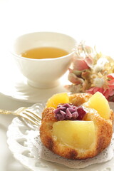 Homemade taro yam and apple pastry bun