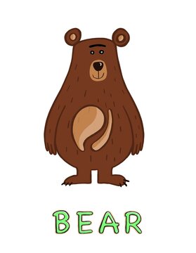 Happy Teddy Bear with big eyes . Vector illustration