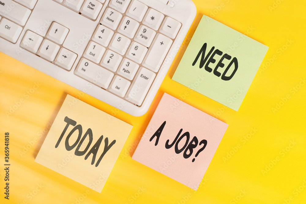 Poster handwriting text need a job question. conceptual photo to recruit an individual for specific duty ro