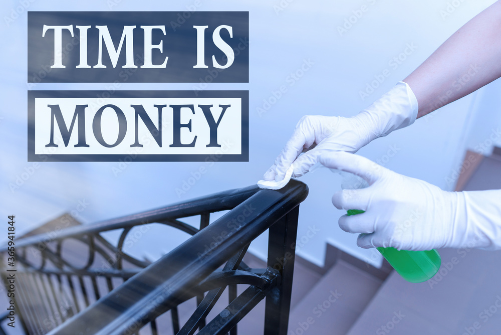 Poster writing note showing time is money. business concept for to do things as quickly as possible and not