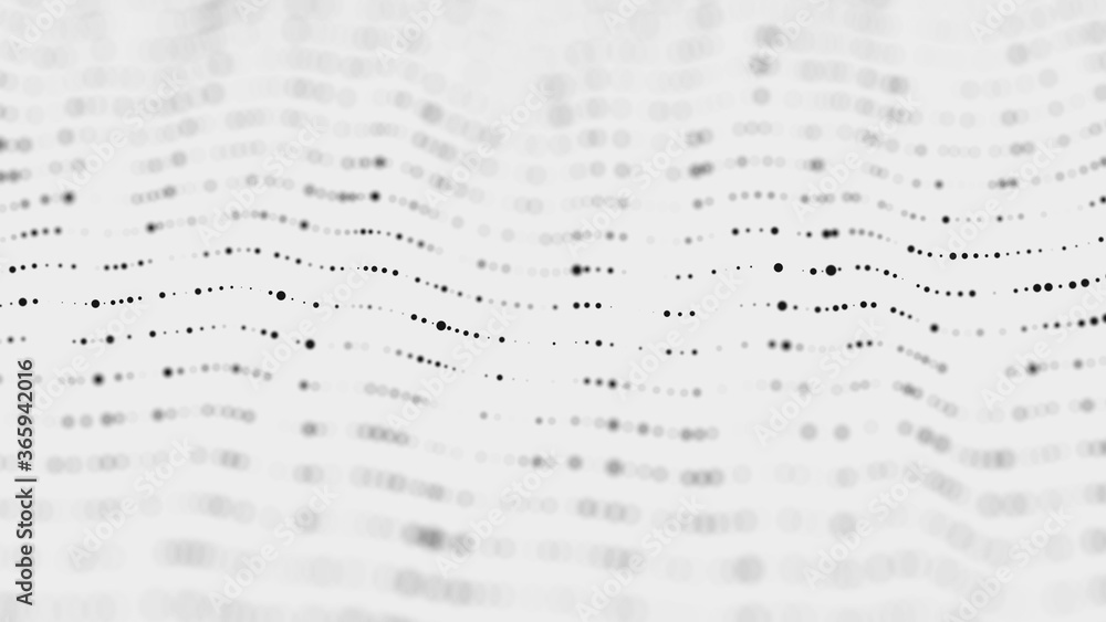 Poster wave 3d. wave of particles. abstract white geometric background. big data visualization. data techno
