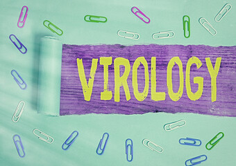 Handwriting text Virology. Conceptual photo branch of science dealing with the variety of viral...