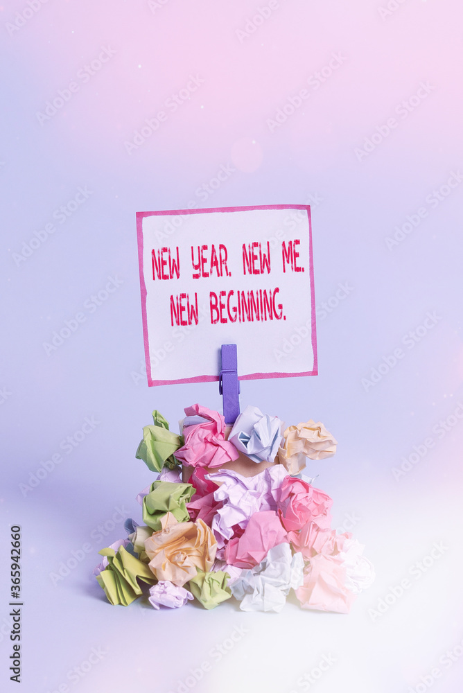 Aufkleber handwriting text new year. new me. new beginning.. conceptual photo time for setting new goals for o