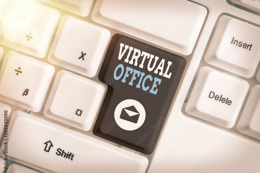 Poster word writing text virtual office. business photo showcasing operational domain of any business or or