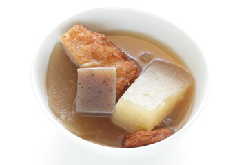 Japanese food, winter food oden simmered radish and fish cake