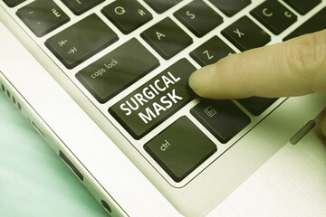 Word writing text Surgical Mask. Business photo showcasing worn by health professionals during...
