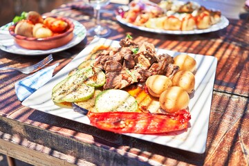 Delicious plate of roasted meat