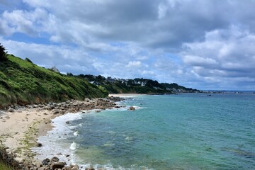 Fototapeta premium Beautiful seascape during hiking on the coast of Brittany in France