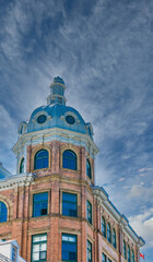 Obraz premium A cupola and dome on an old brick building in Quebec City, Quebec, Canada